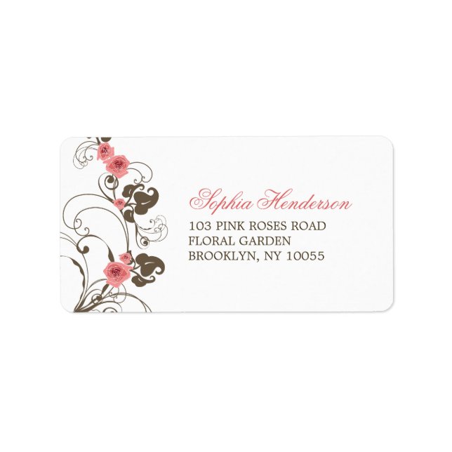 Vintage Pink Roses Fleur Wedding Address Labels (Front)