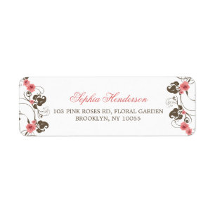 Vintage Pink Roses Fleur Wedding Address Labels