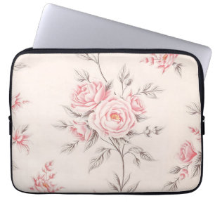 Vintage Pink Roses Floral Pattern Laptop Sleeve