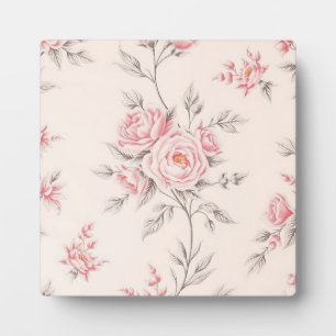 Vintage Pink Roses Floral Pattern Plaque