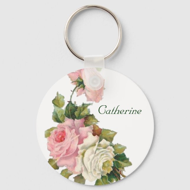 Vintage Pink Roses Keychain (Front)