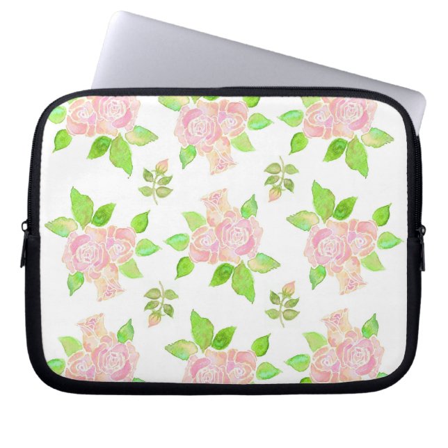 Vintage Pink Roses Laptop Sleeve (Front)