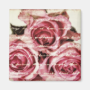 Vintage Pink Roses Magnet
