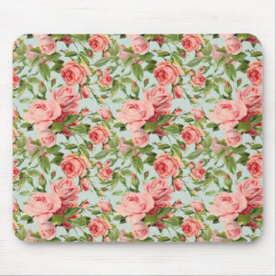 Vintage Pink Roses Mouse Mat