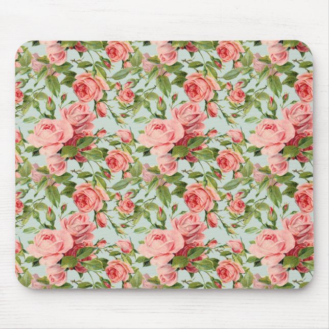 Vintage Pink Roses Mouse Mat (Front)