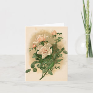 Vintage Pink Roses Note Card