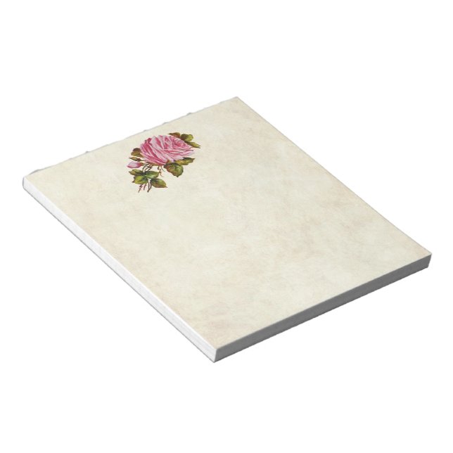 Vintage Pink Roses Notepad (Angled)