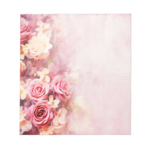 Vintage Pink Roses Notepad