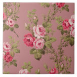 Vintage Pink Roses-Old Rose Background Tile<br><div class="desc">Gorgeous sprays of elegant romantic pink roses and lush green foliage on old rose background. Pattern is seamless and can be resized up or down using the scale and - buttons in the design tool.</div>