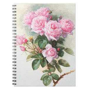 Vintage Pink Roses Painting Notebook