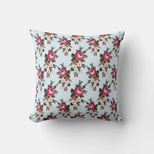Vintage Pink Roses Pattern Reversible Cushion
