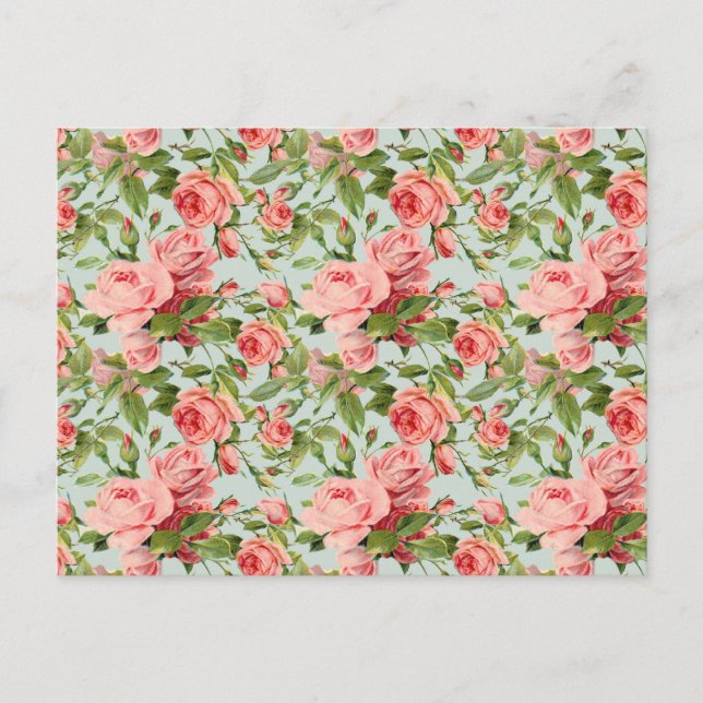 Vintage Pink Roses Postcard (Front)
