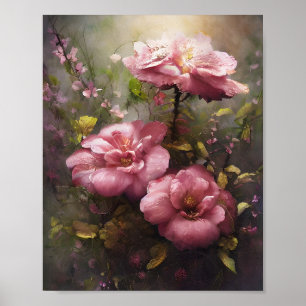 Vintage pink roses poster
