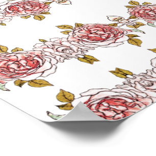 Vintage Pink Roses Poster