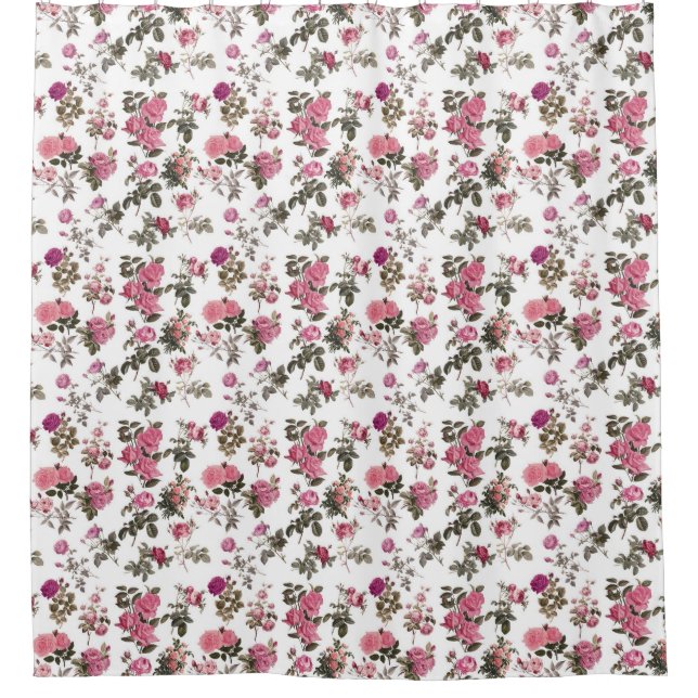 Vintage Pink Roses Shower Curtain (Front)