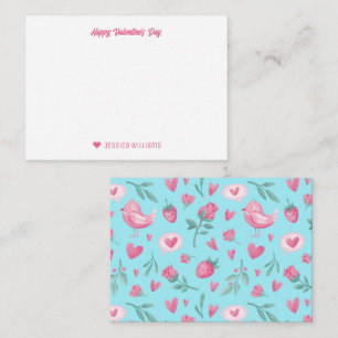 Vintage Pink Roses Strawberry Valentine's Day Card