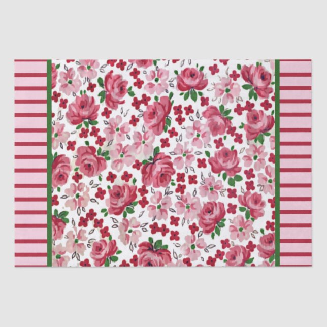Vintage Pink Roses Tissue Paper (Front)