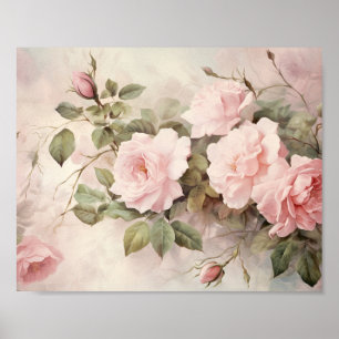 Vintage Pink Roses Wall Art