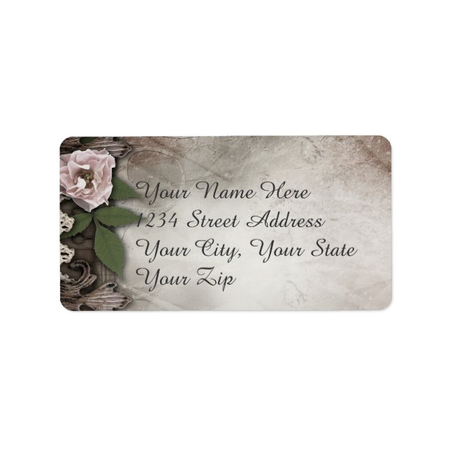 Vintage Pink Roses Wedding Address Label (Front)