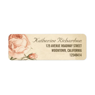 vintage pink roses wedding address labels