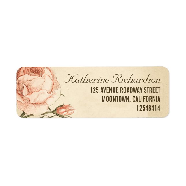 vintage pink roses wedding address labels (Front)