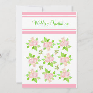 Vintage Pink Roses Wedding Invitation