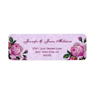 Vintage Pink Roses  Wedding Label
