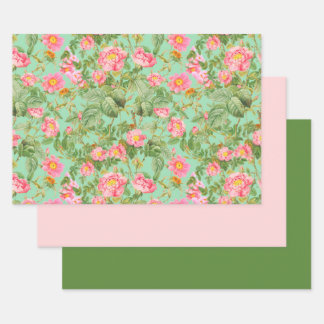 Vintage Pink Roses wrapping paper