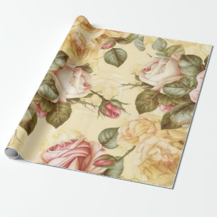 Vintage Pink Roses Wrapping Paper
