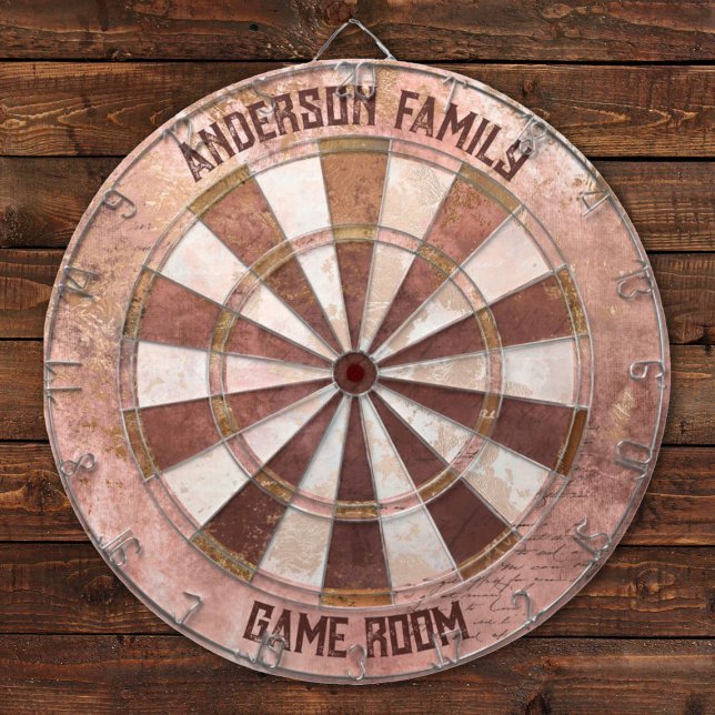 Vintage Pink Rustic Dartboard (A rustic/steampunk dartboard game. Perfect for a family or game room.)
