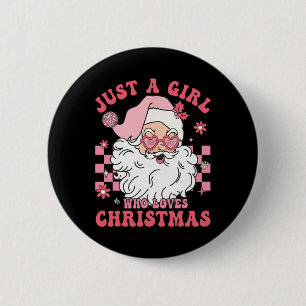 Vintage Pink Santa Claus Christmas Girls Holiday X 6 Cm Round Badge