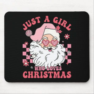 Vintage Pink Santa Claus Christmas Girls Holiday X Mouse Mat