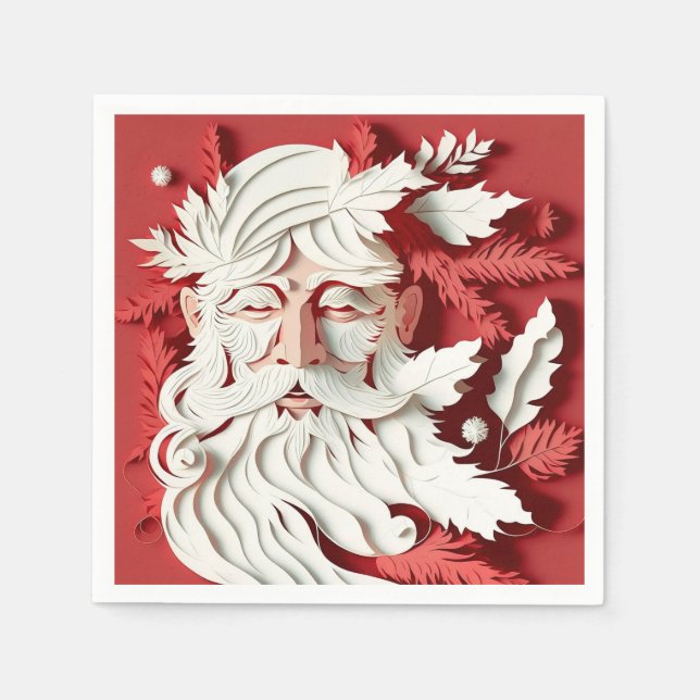 Vintage Pink Santa Claus Face Napkin (Front)