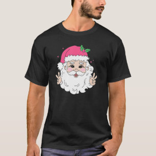 Vintage Pink Santa Claus Pink Christmas 3 T-Shirt