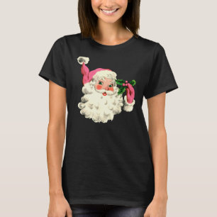 Vintage Pink Santa Claus Pink Christmas 5 T-Shirt