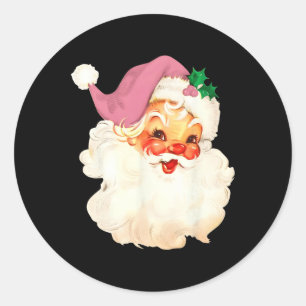 Vintage Pink Santa Claus Pink Christmas Design Classic Round Sticker