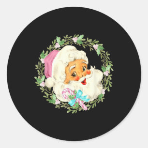 Vintage Pink Santa Claus Pink Christmas Design Classic Round Sticker