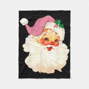 Vintage Pink Santa Claus Pink Christmas Design Fleece Blanket