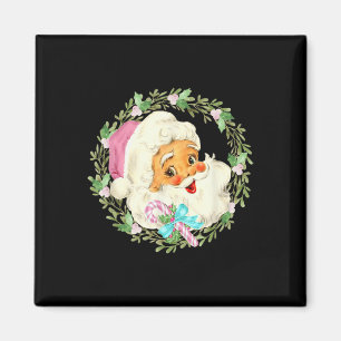 Vintage Pink Santa Claus Pink Christmas Design  Magnet