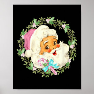 Vintage Pink Santa Claus Pink Christmas Design Poster