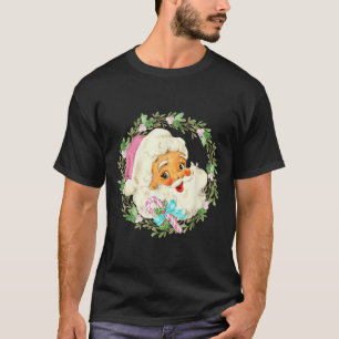 Vintage Pink Santa Claus Pink Christmas Design T-Shirt
