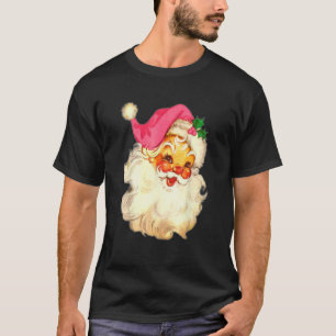 Vintage Pink Santa Claus Pink Christmas Design T-Shirt