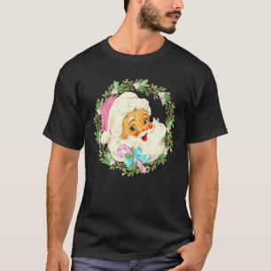 Vintage Pink Santa Claus Pink Christmas Design T-Shirt
