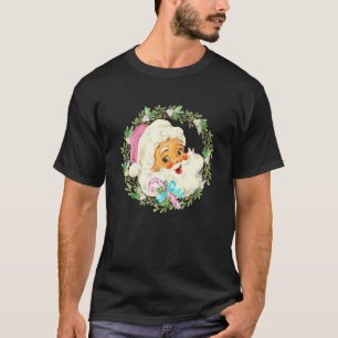 Vintage Pink Santa Claus Pink Christmas Design T-Shirt