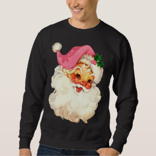 Vintage Pink Santa Claus Pink Christmas Pink Pajam Sweatshirt