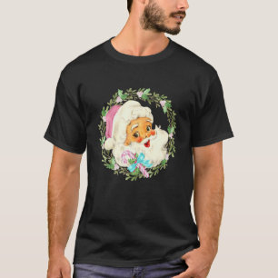 Vintage Pink Santa Claus Pink Christmas T-Shirt