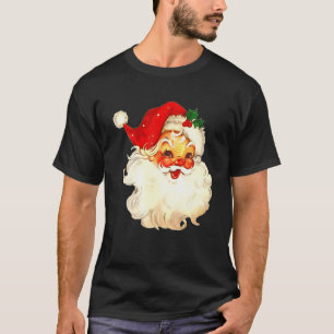 Vintage Pink Santa Claus Pink Christmas T-Shirt