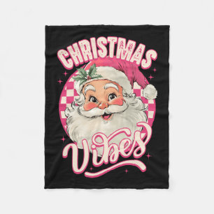 Vintage Pink Santa Claus Pink Christmas Vibes Paja Fleece Blanket