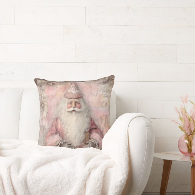 Vintage Pink Santa Cushion (Couch)
