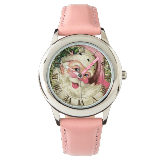 Vintage Pink Santa For Christmas  Watch (Front)